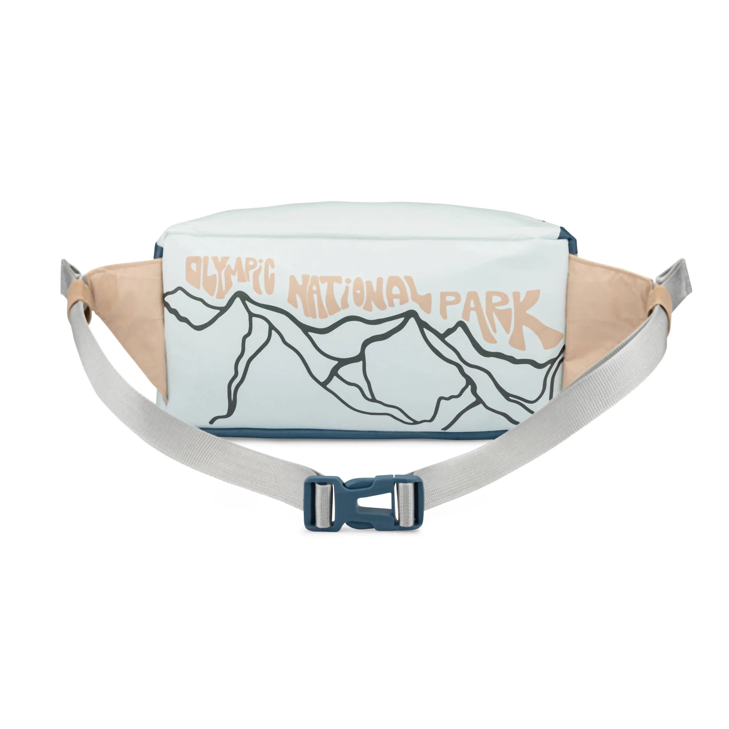 Olympic National Park fanny pack with mountain design and adjustable strap