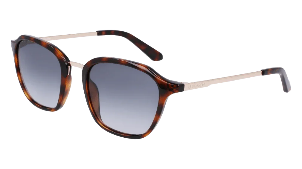 Tortoiseshell sunglasses with gradient lenses and gold-tone arms for women