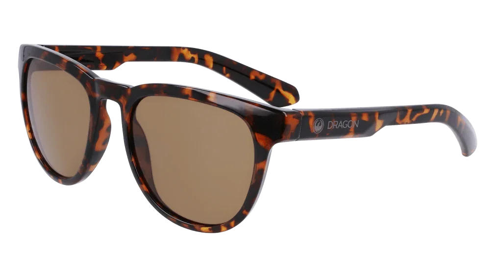 Tortoiseshell Dragon sunglasses with brown lenses, stylish outdoor eyewear for adventure