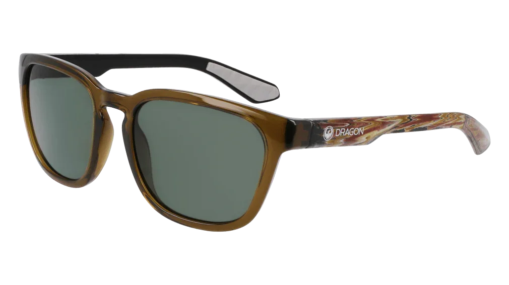 Dragon sunglasses with tortoise frame and green lenses, ideal for outdoor adventures