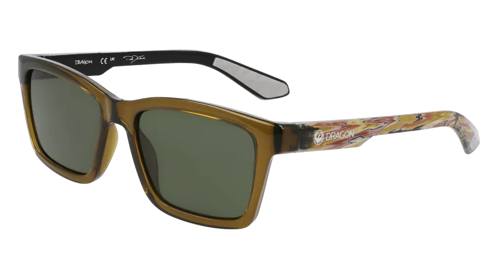 Dragon sunglasses with tortoise frame and colorful temple design, ideal for outdoor adventures