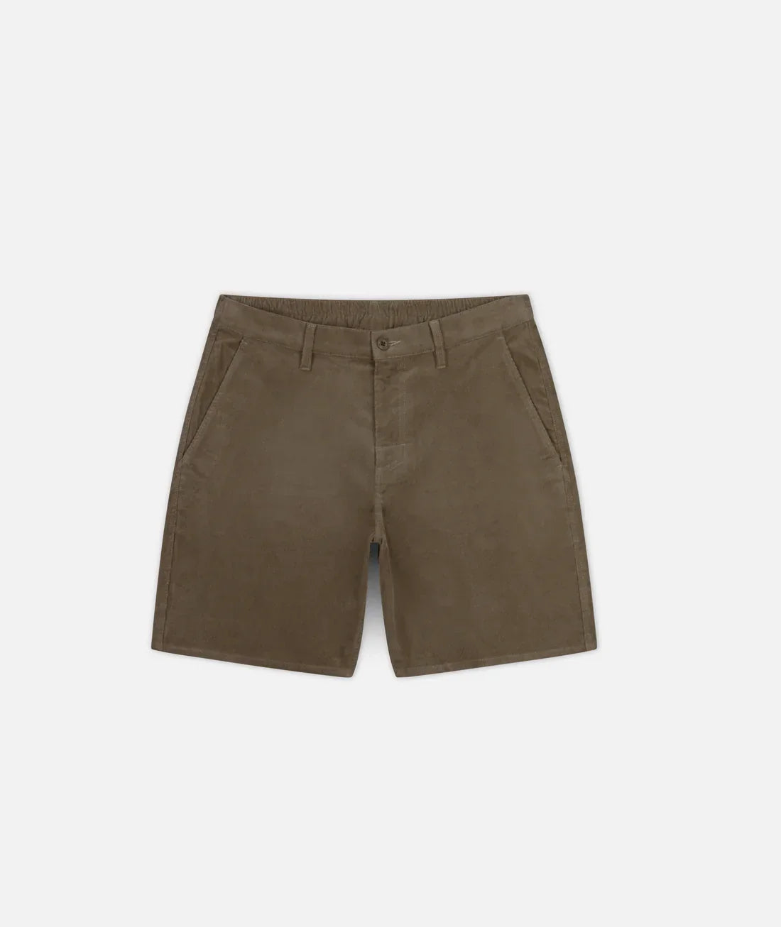 Olive green outdoor shorts with elastic waistband, perfect for PNW adventures and coastal style.