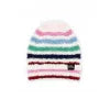 Colorful striped beanie for cozy PNW adventures, perfect for beach days and bike rides.