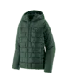 Green hooded puffer jacket for outdoor adventures and coastal style