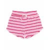 Pink striped swim shorts for beach days and coastal adventures