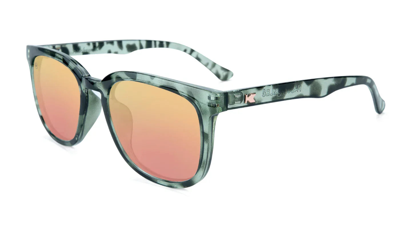 Stylish green camo sunglasses with gradient orange lenses for outdoor adventures