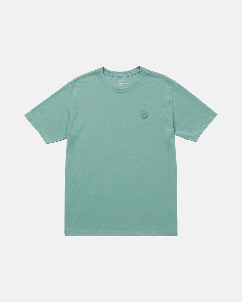 Mint green RVCA t-shirt with small chest logo, ideal for coastal adventures and everyday PNW style.