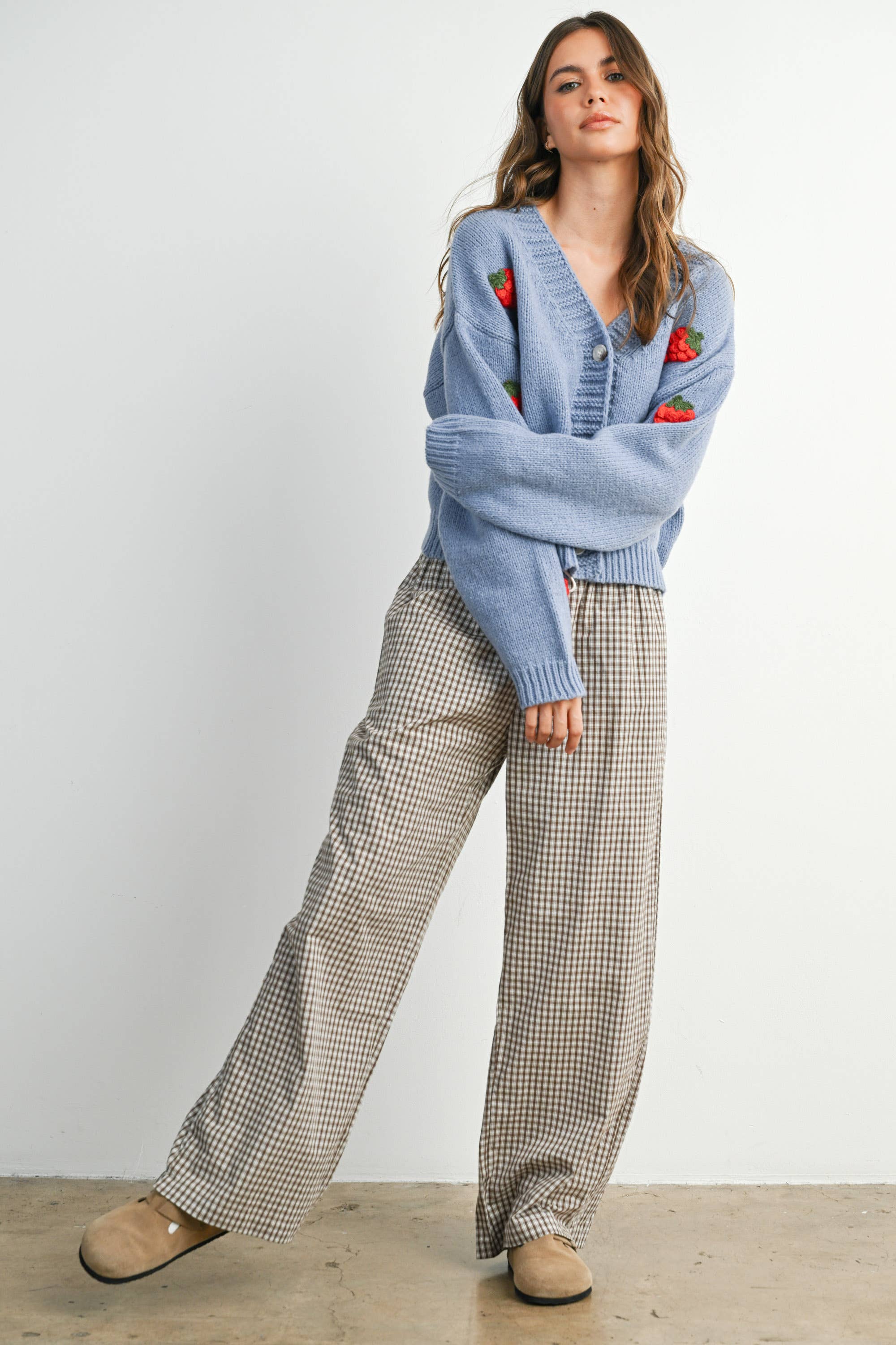 Strawberry Embroidered Cropped Cardigan - BMC7609