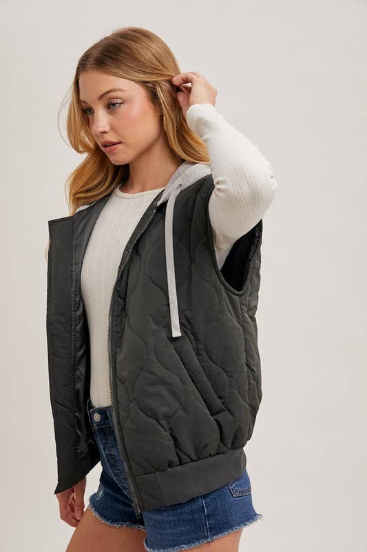 Zipper Front Quilted Puffer Vest