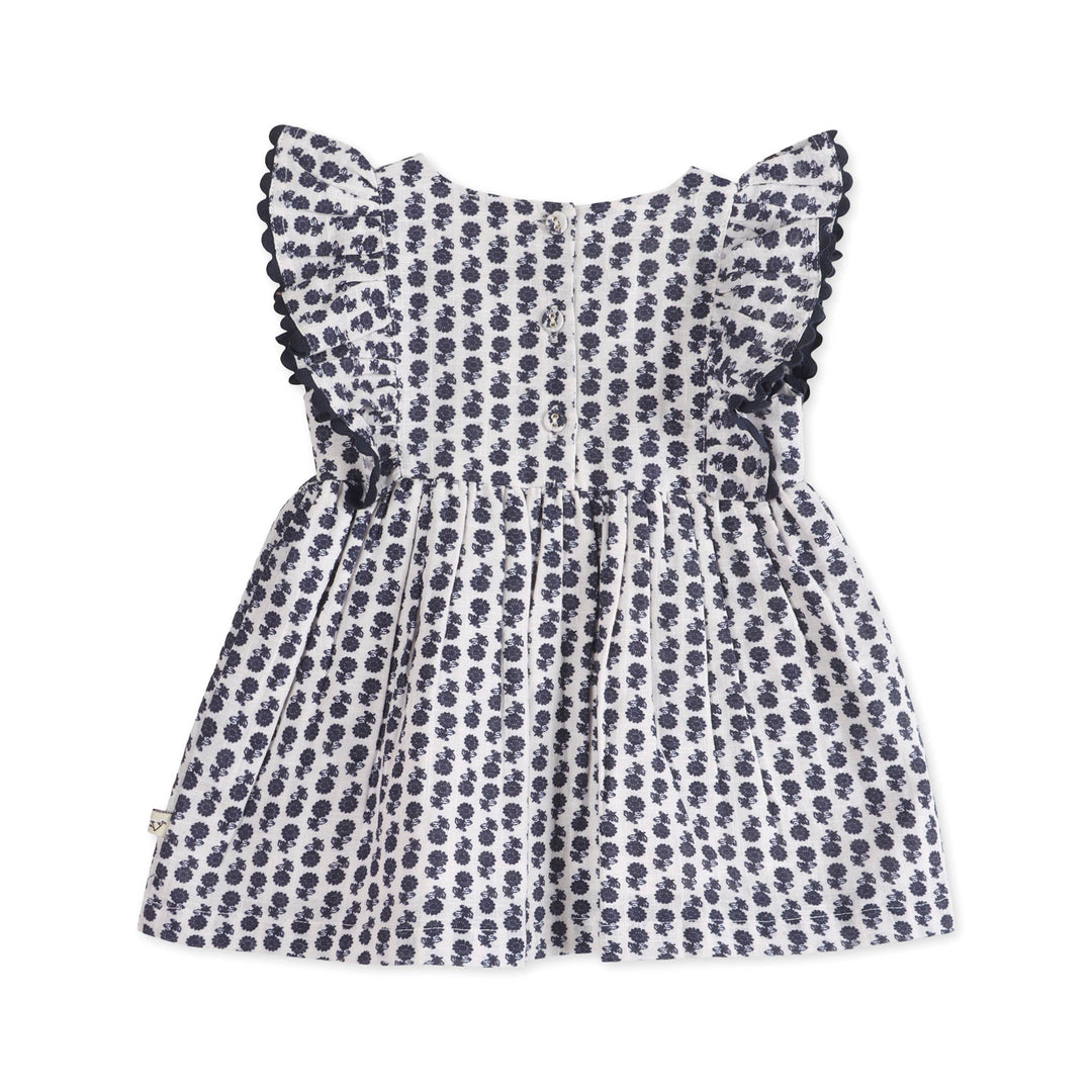 Jamie Blue Floral Baby Dress + Bloomer (Organic)