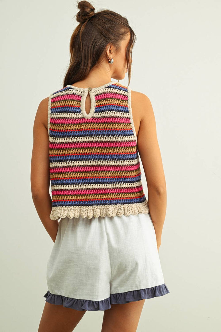 T6794 MULTI COLOR SLEEVELESS KNIT TOP