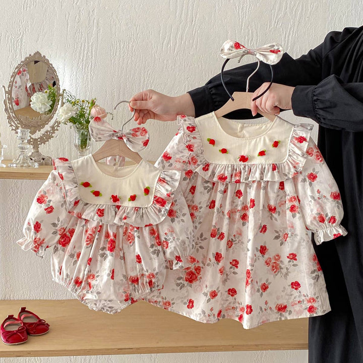 Floral Lace Baby Romper &amp; Dress Outfit