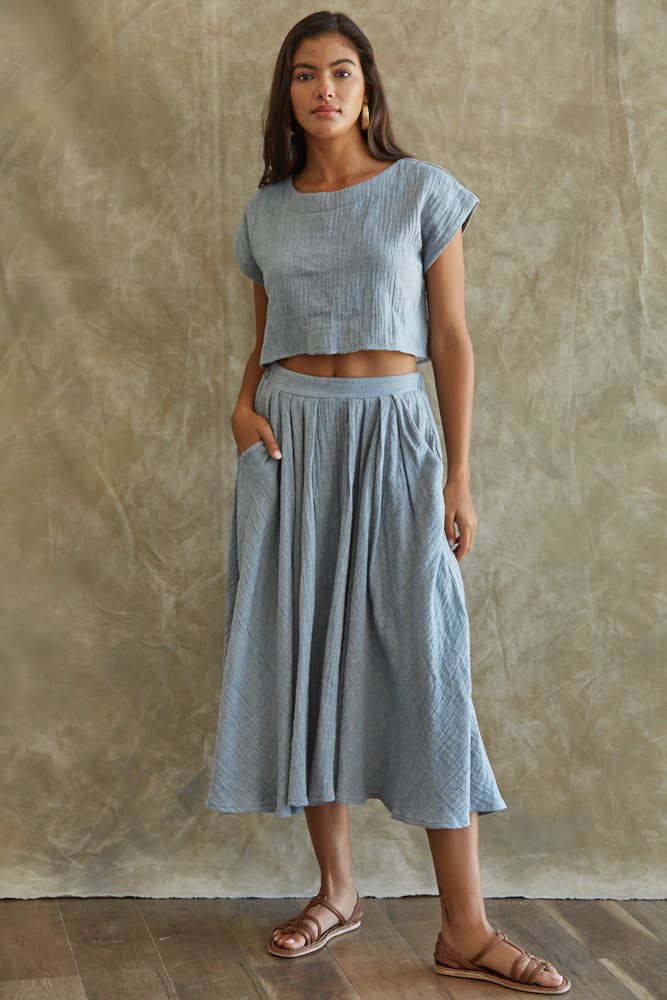 By Together L5377 | Woven Linen Crop Top