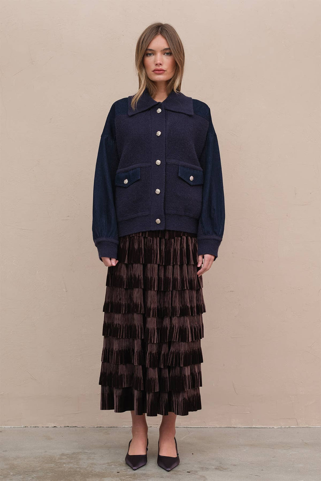 Denim Knit Combi Jacket - RJ1014