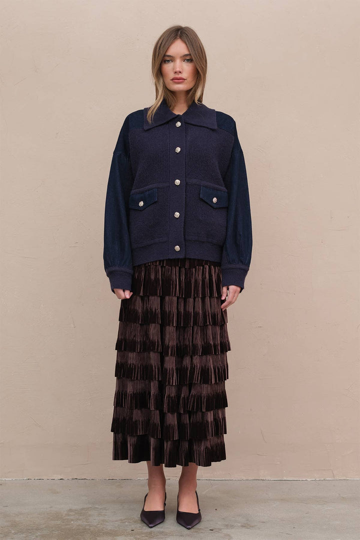 Denim Knit Combi Jacket - RJ1014