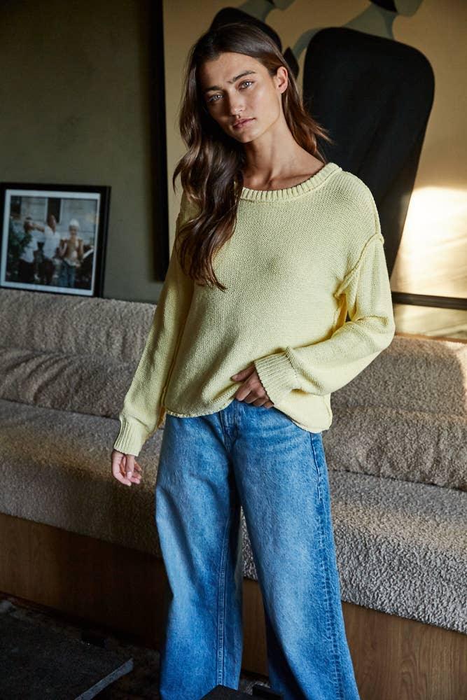 W1155 | Knit Sweater Crew Neck Long Sleeve Pullover Top