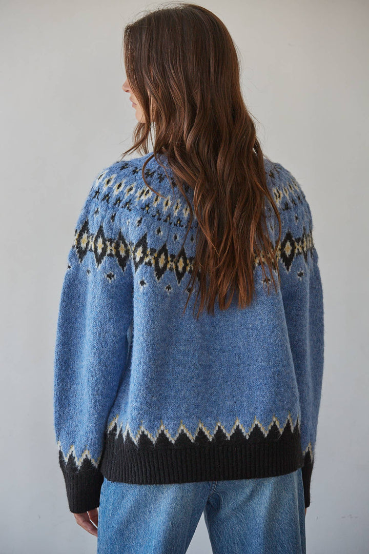 W2821 | Knit Sweater Fair Isle Long Sleeve Pullover