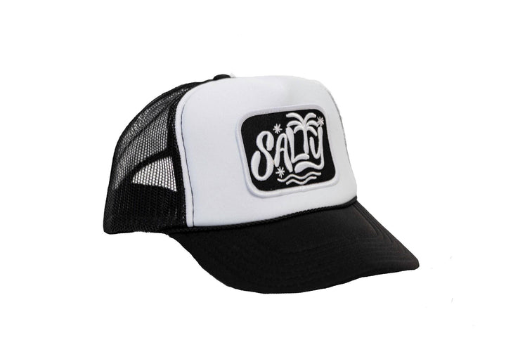 White and black trucker hat with &