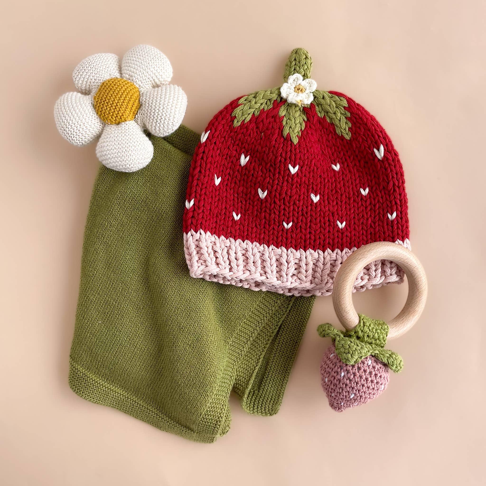 Cotton Addie Strawberry Beanie Baby Hat Spring Summer Gift