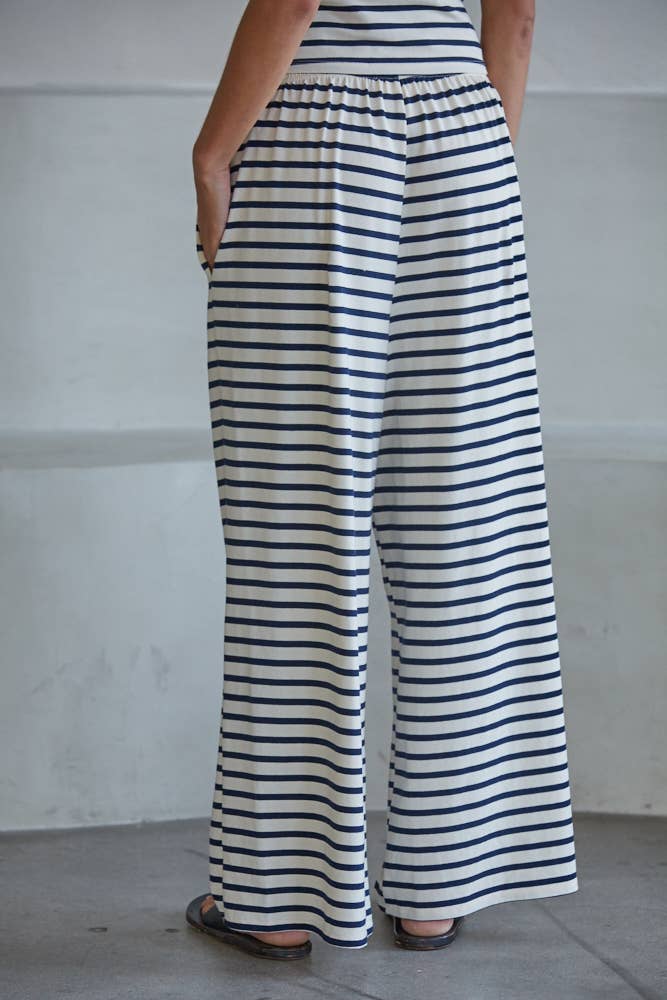 L9525B | Knit Cotton Spandex Striped Pants
