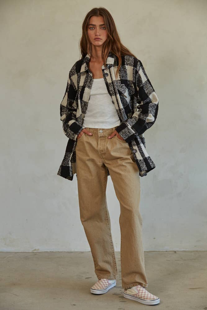 L6260 | Woven Wool Polyester Button Down Shirt Jacket