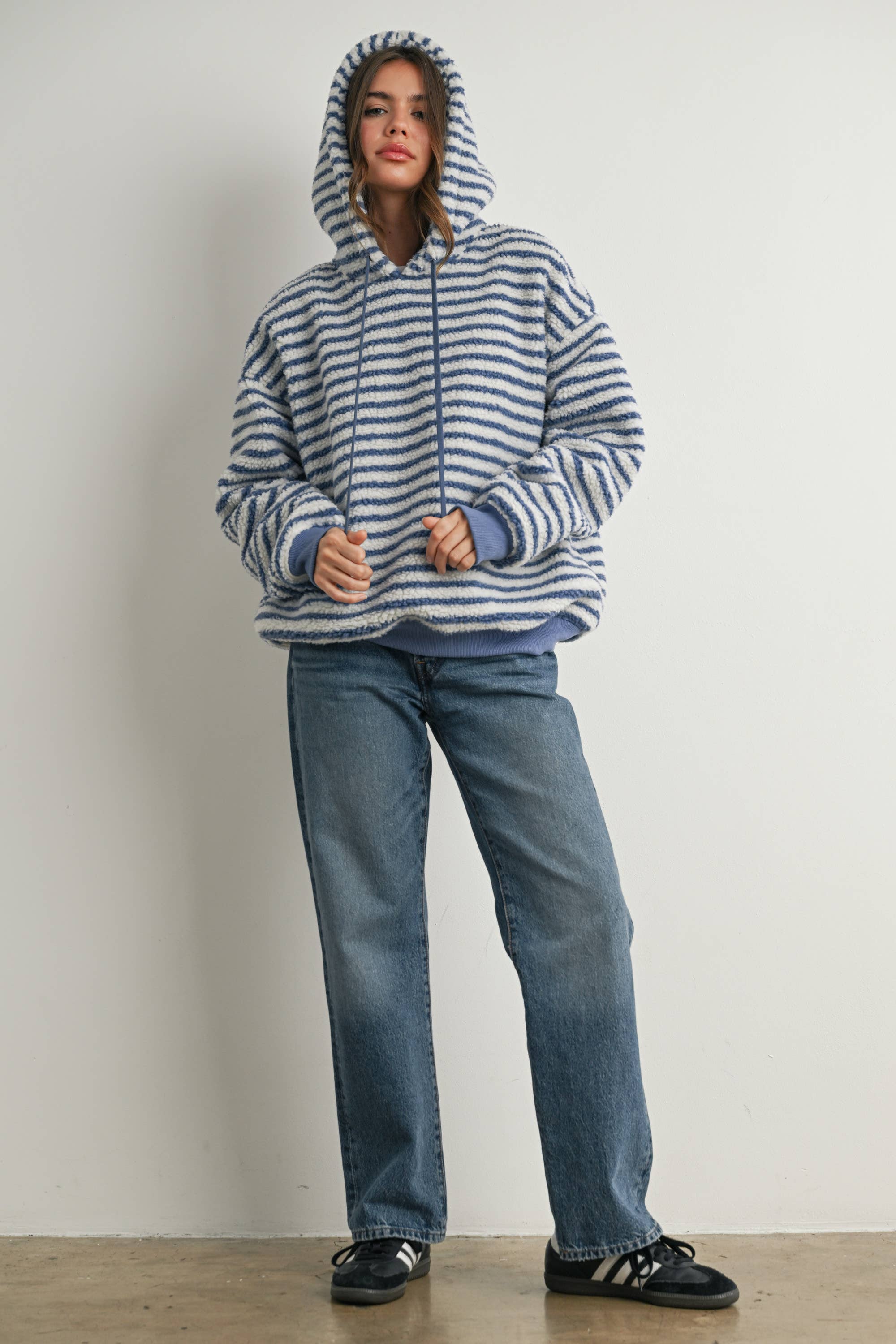 Buttermelon Brushed Striped Puffy Hoodie - BMT7801