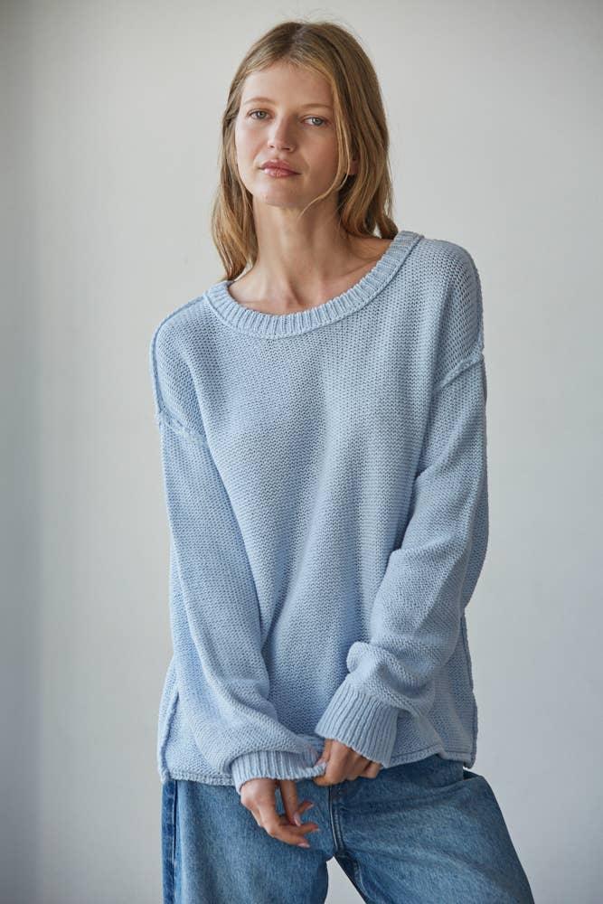 W1155 | Knit Sweater Crew Neck Long Sleeve Pullover Top