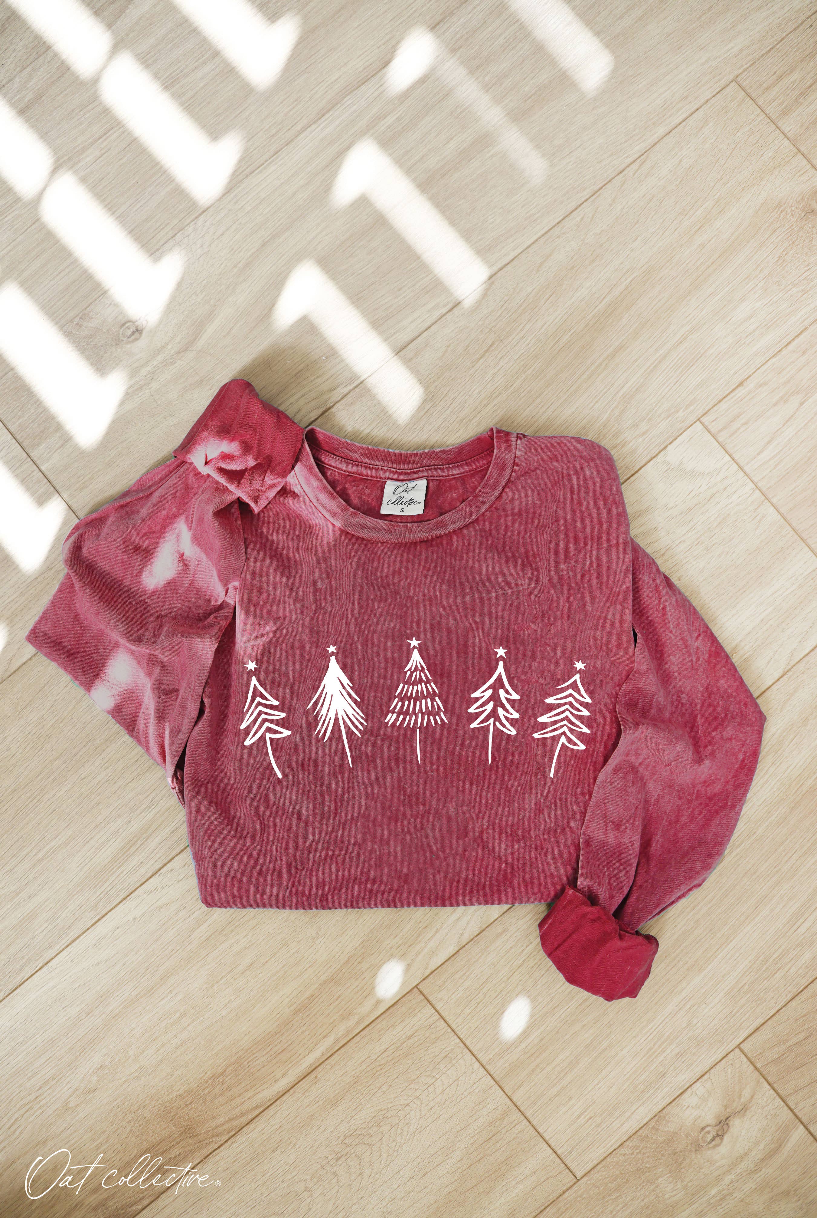 CHRISTMAS TREE ROW Mineral Washed Long Sleeve Graphic