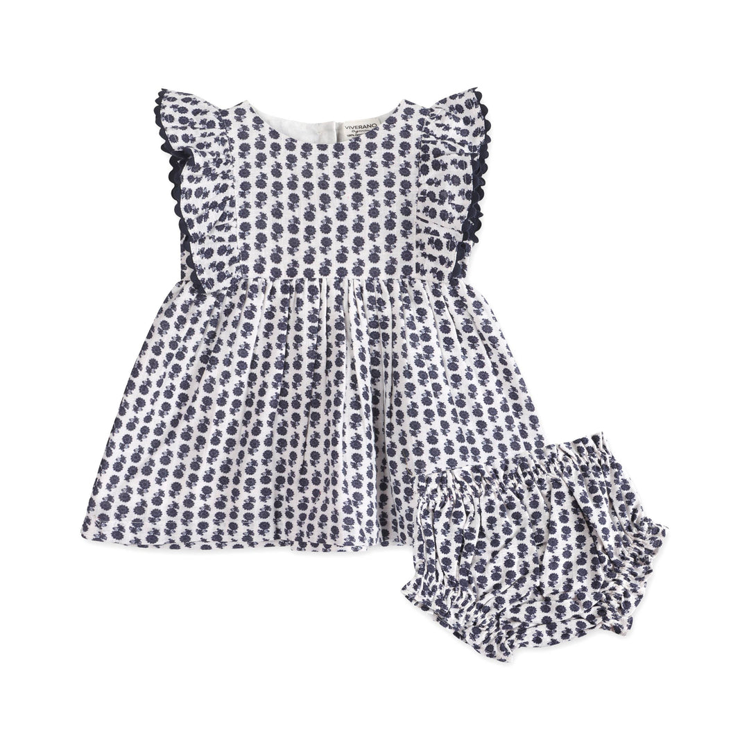 Jamie Blue Floral Baby Dress + Bloomer (Organic)