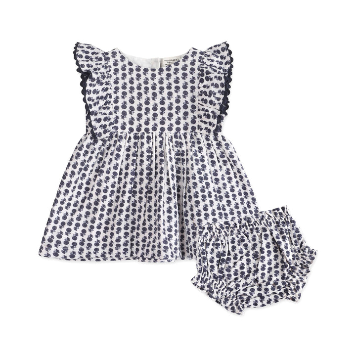 Jamie Blue Floral Baby Dress + Bloomer (Organic)