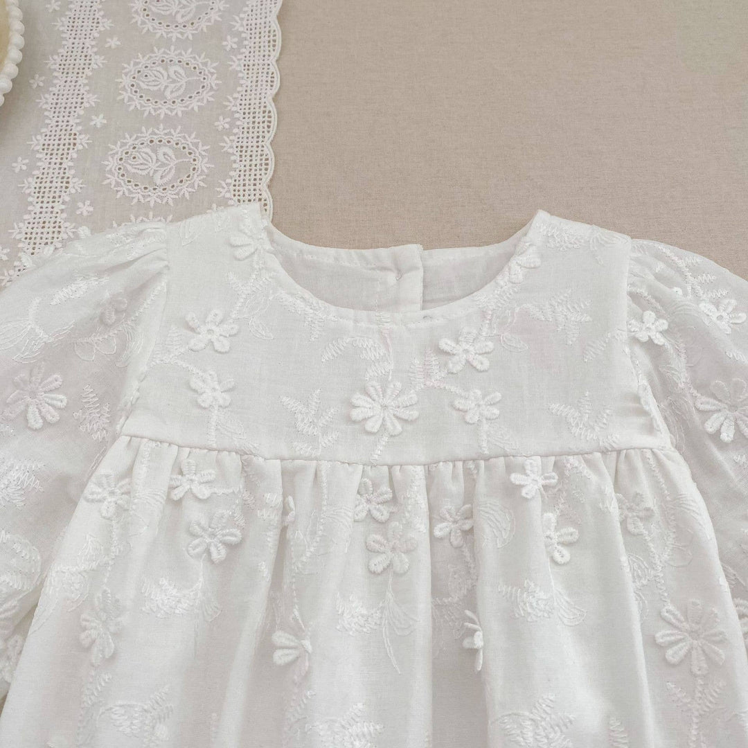 White Embroidered Baby Dress &amp; Romper