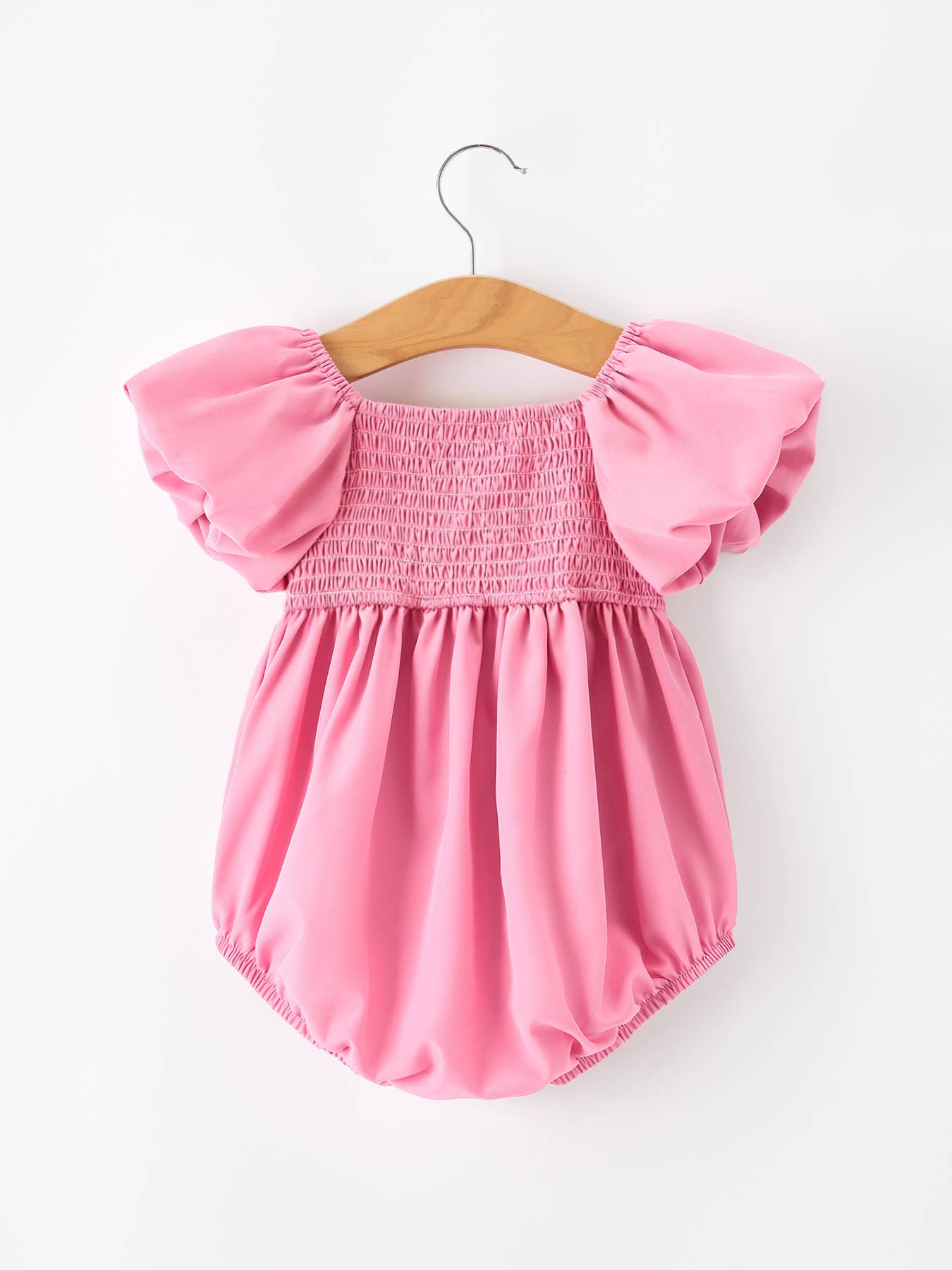 Mommy and Me Pink Smocked Puff Sleeve Romper