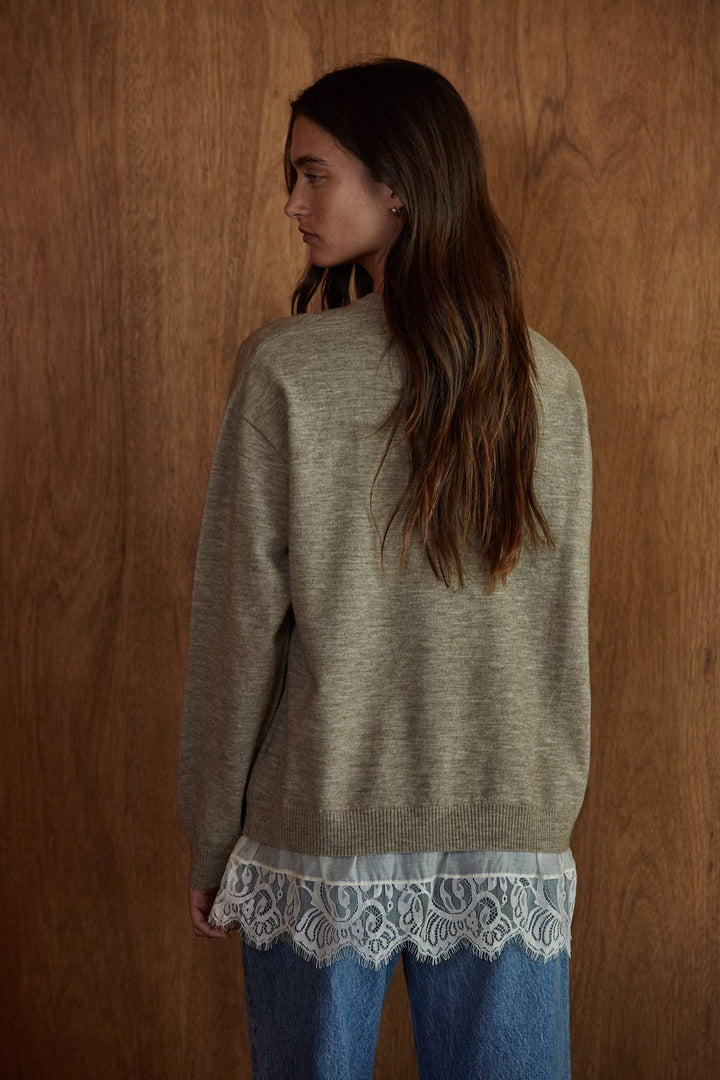 W2734 | Knit Sweater Long Sleeve Pullover Twofer Top