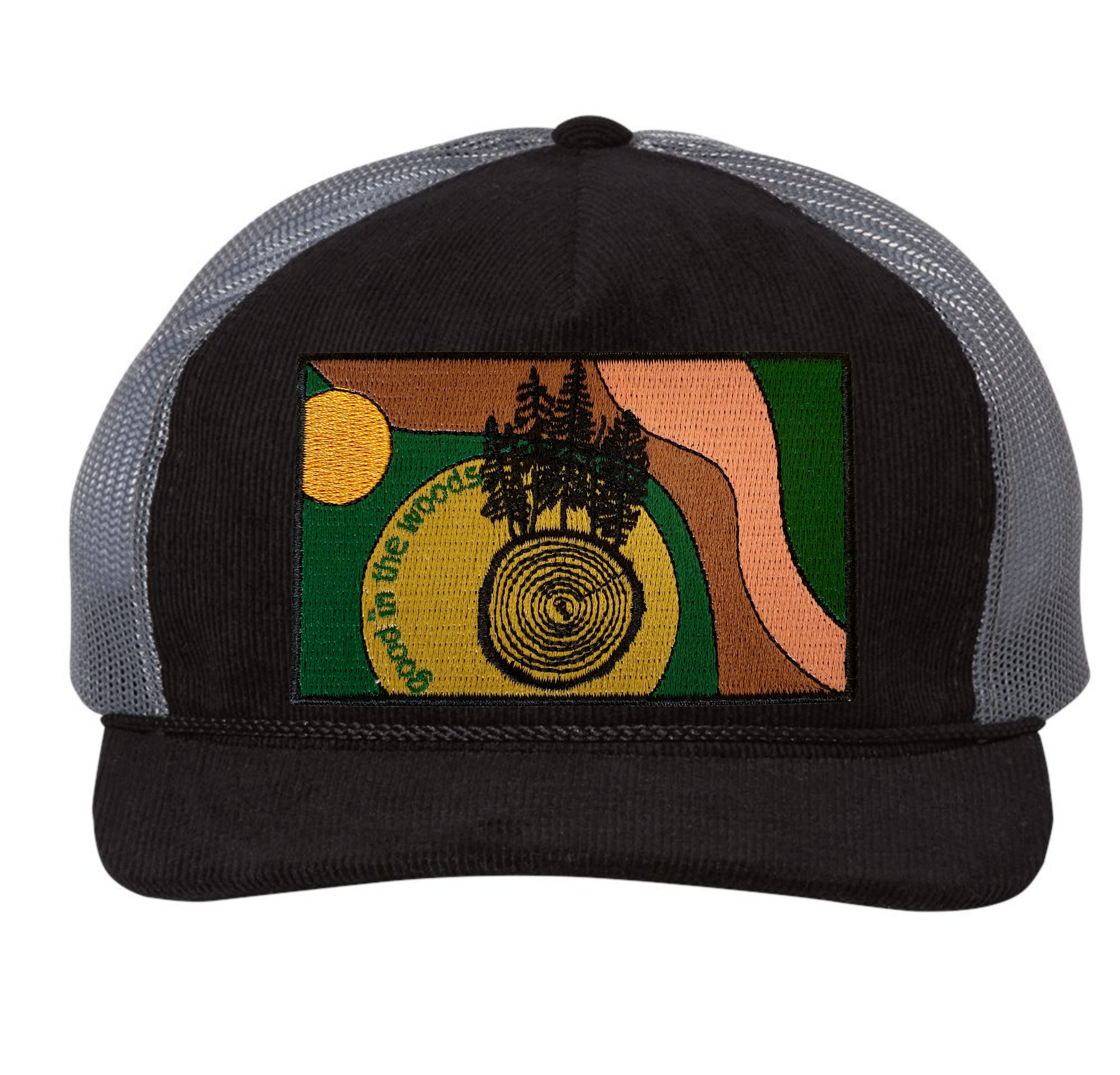 Corduroy Trucker Hat Good in the Woods Patch Snapback Hat