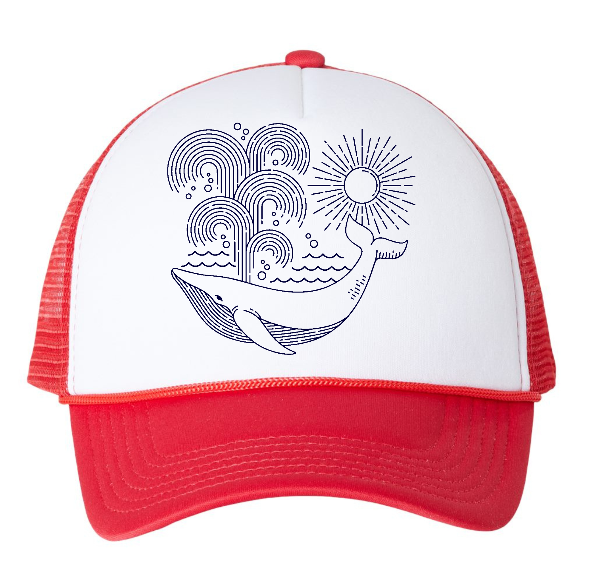 Kids Trucker Hat- Whale Sun Beach Youth Snapback