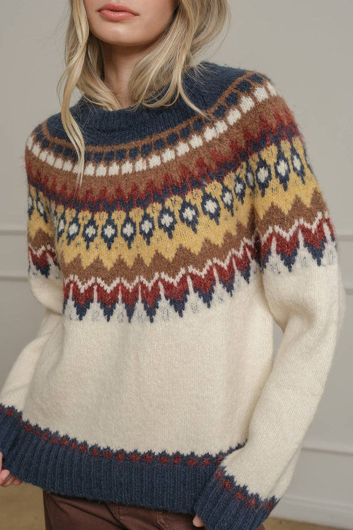 Fair Isle Pattern Knit Sweater - RSW1124