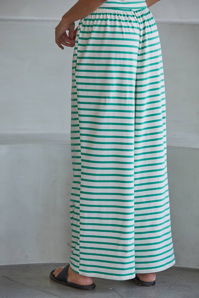 L9525B | Knit Cotton Spandex Striped Pants