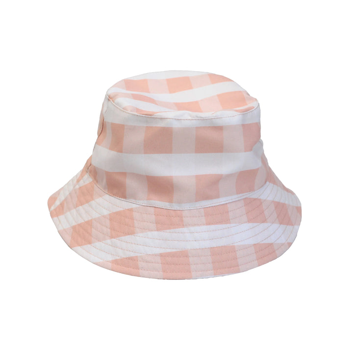 Pink and white gingham bucket hat for beach days and outdoor adventures