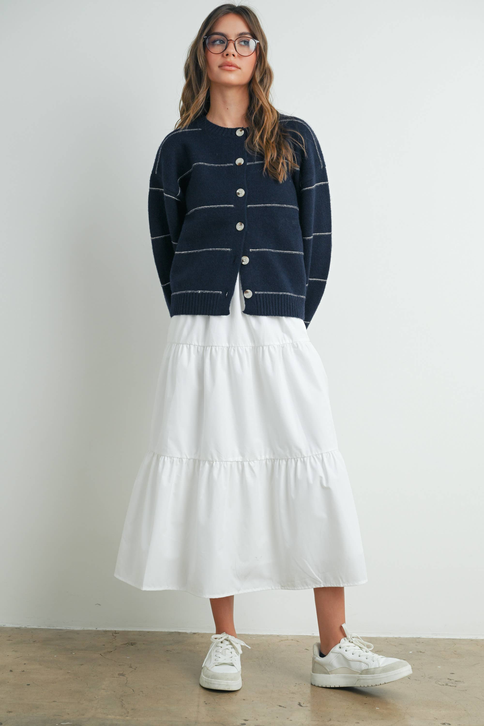 ButterMelon Button Front Striped Cardigan - BMC7580