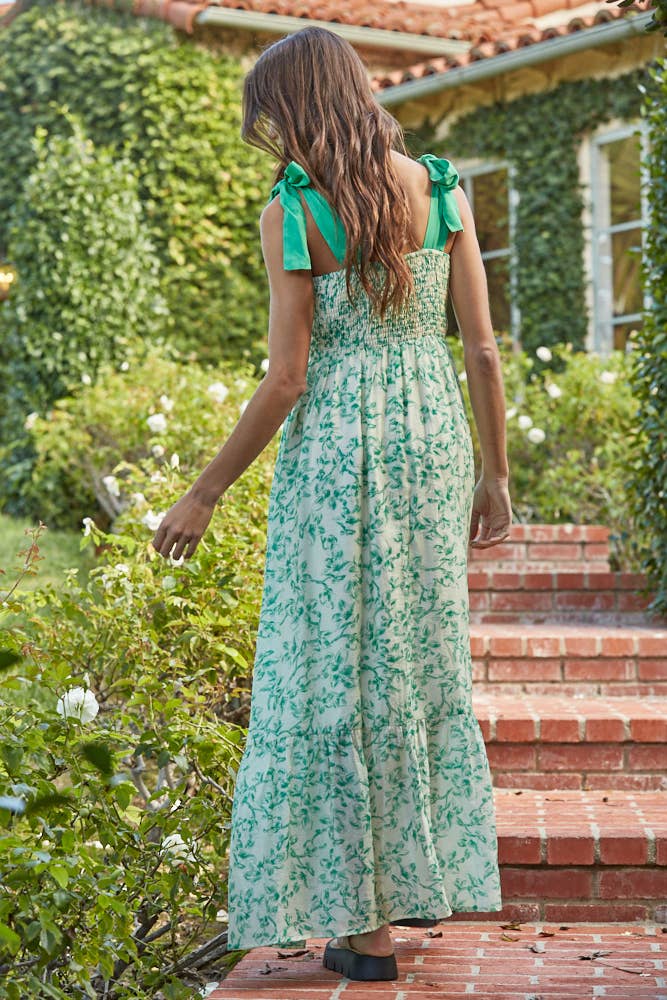 L9479 | Woven Tencel Organic Linen Tiered Floral Print Maxi