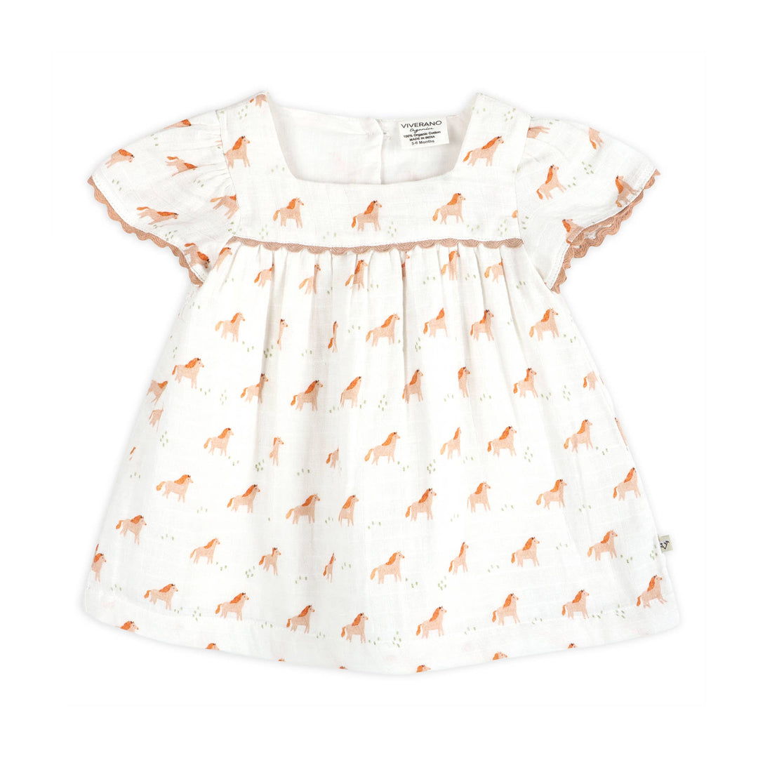 Horse Baby Dress + Bloomer (Organic Muslin)
