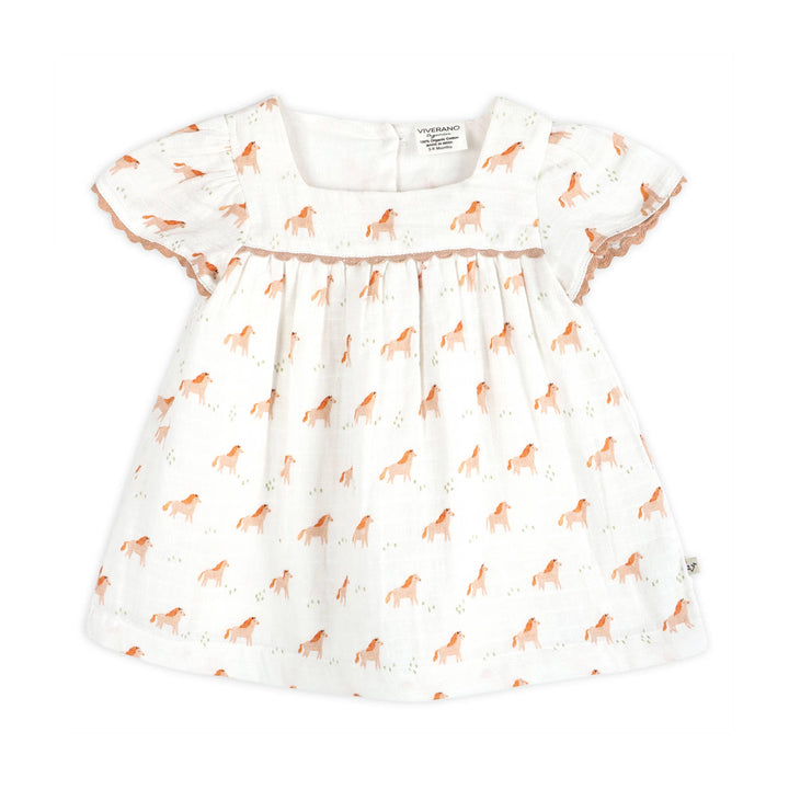 Horse Baby Dress + Bloomer (Organic Muslin)