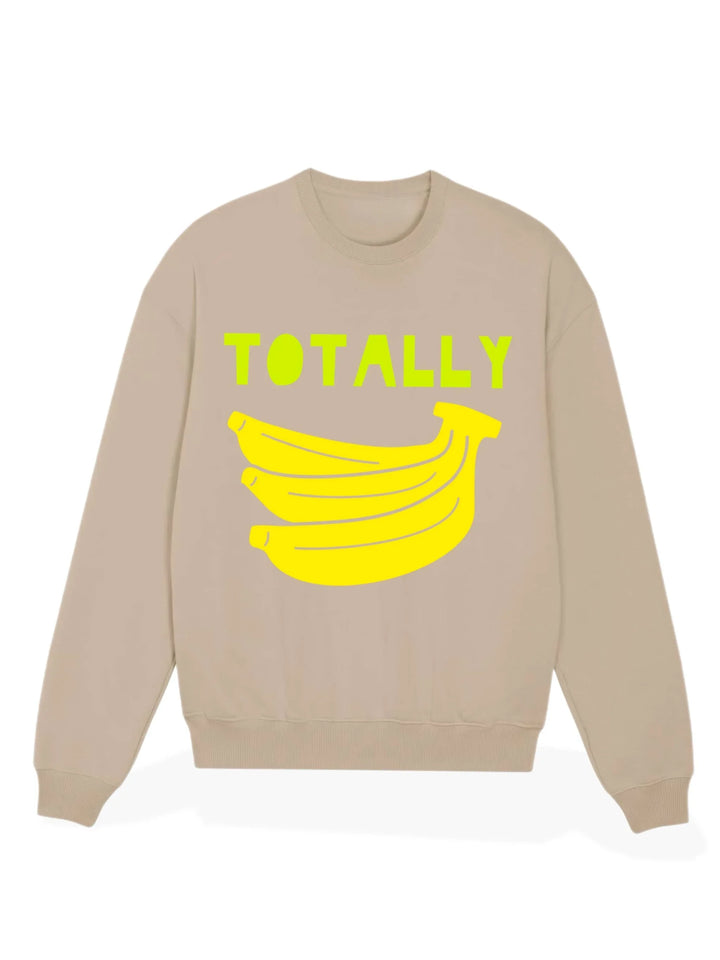 Beige crewneck sweatshirt with bright yellow &