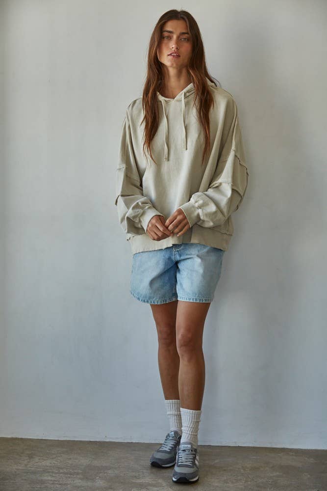 By Together L8682 | Knit Cotton Drop Shoulder Sweatshirt Hoodie