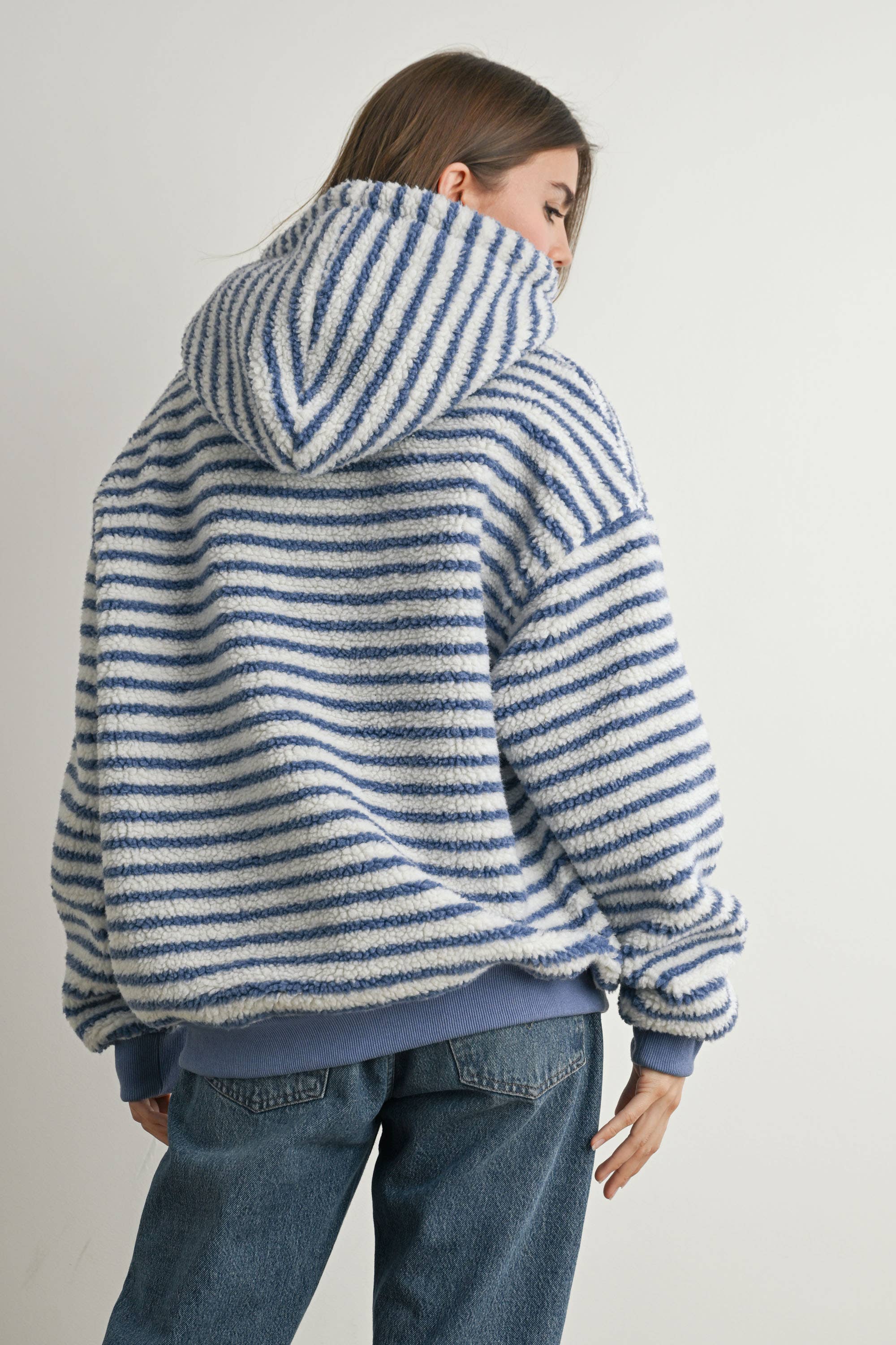 Buttermelon Brushed Striped Puffy Hoodie - BMT7801