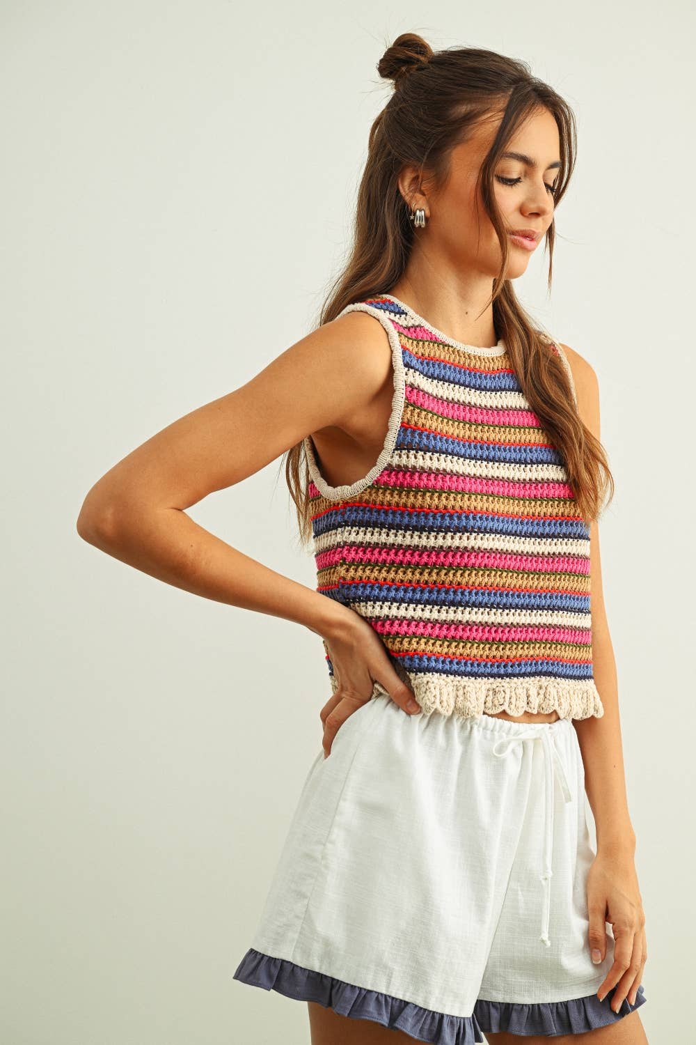 T6794 MULTI COLOR SLEEVELESS KNIT TOP