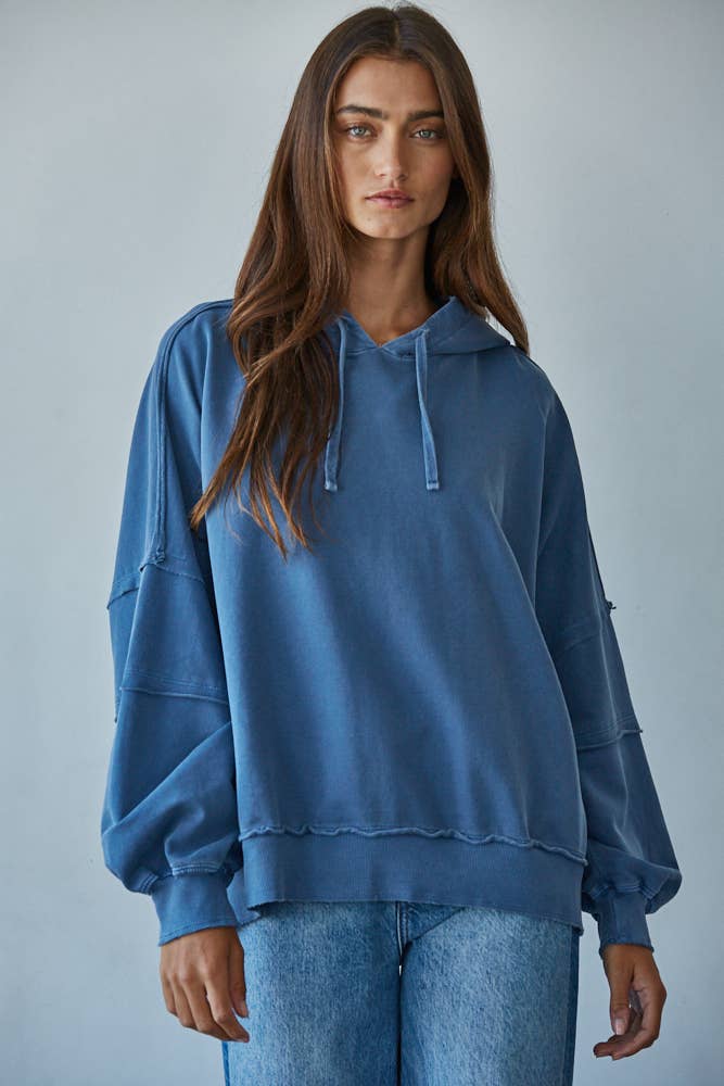 By Together L8682 | Knit Cotton Drop Shoulder Sweatshirt Hoodie
