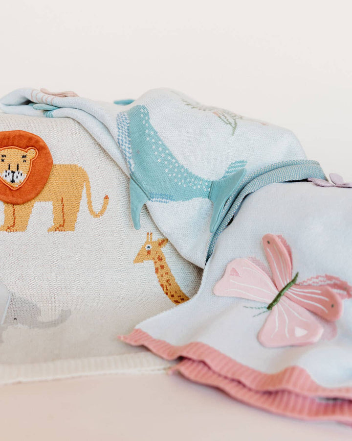 Ocean Jellyfish 3D - Organic Jacquard Knit Baby Blankets