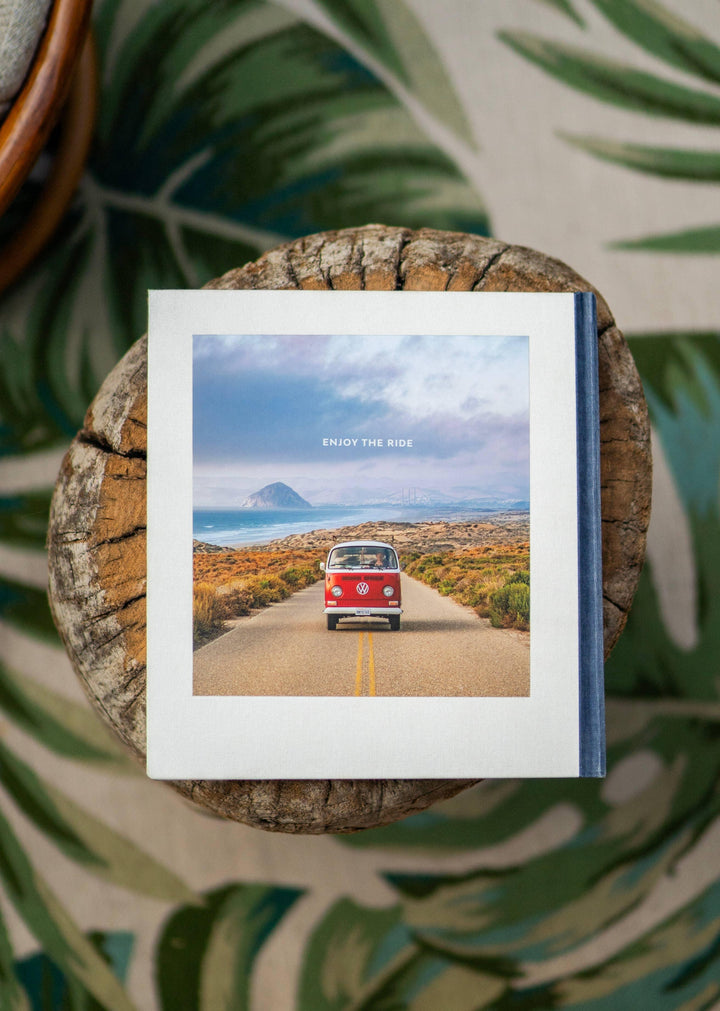 Red VW van on coastal road canvas art, &