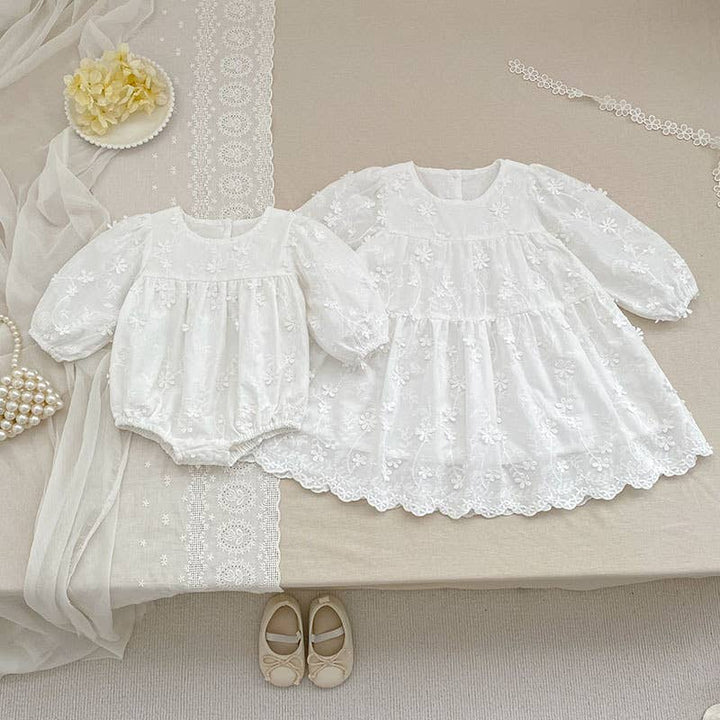 White Embroidered Baby Dress &amp; Romper